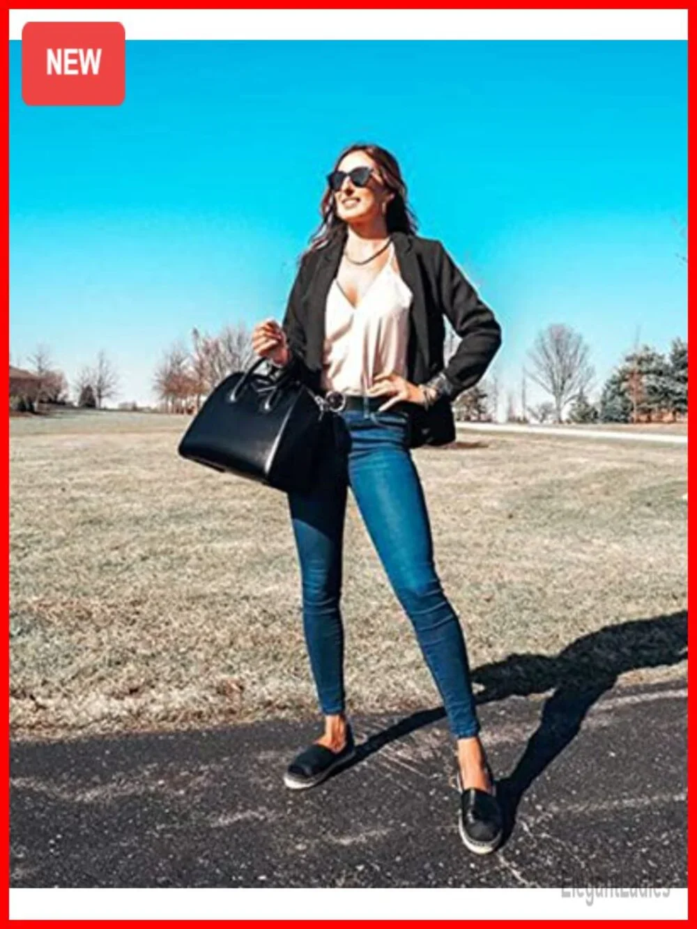 Women's Business Casual Blazer Notched Lapel Suit Jacket Work Office